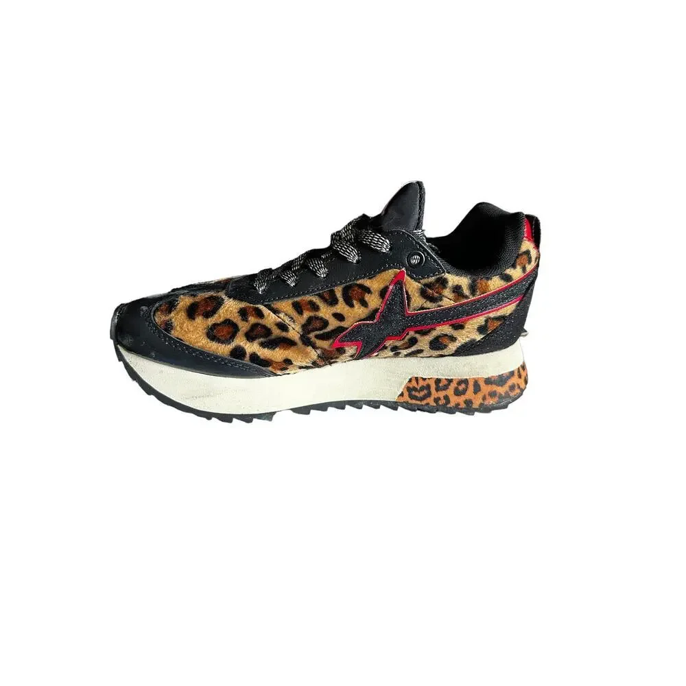 W6YZ Just Say Wizz Leopard Print Platform Running/Leisure Sneakers - RARE DESIGN